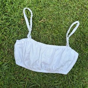 Reformation White linen crop tank top